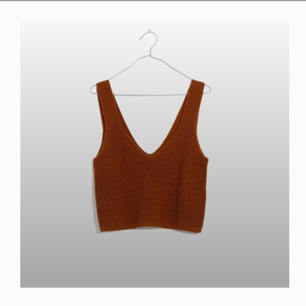 Madewell Parkwood Sweater Tank Sleeveless V neck Top XS dried cedar